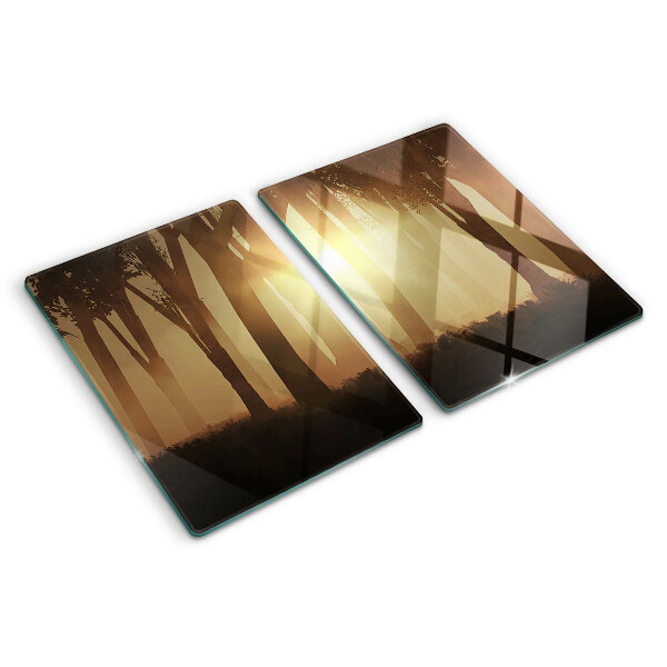 Snijplanken glas Zonsondergang in het bos