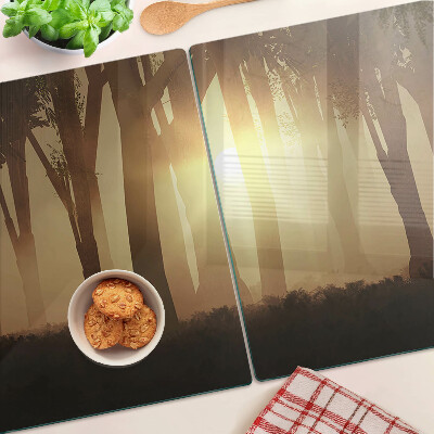 Snijplanken glas Zonsondergang in het bos