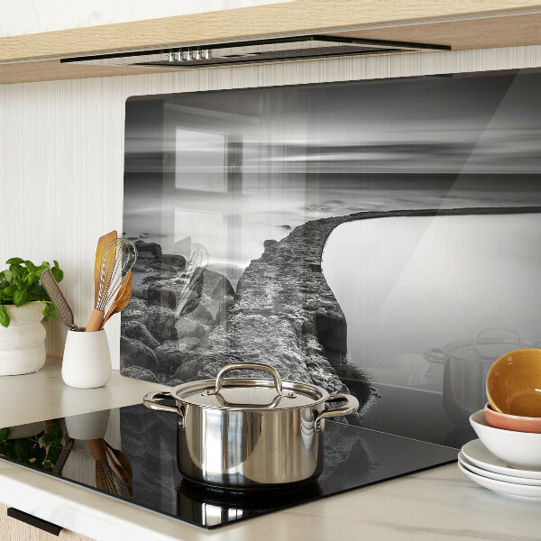 Deska kuchenna szklana Krajobraz nadmorski w odcieniach szarości