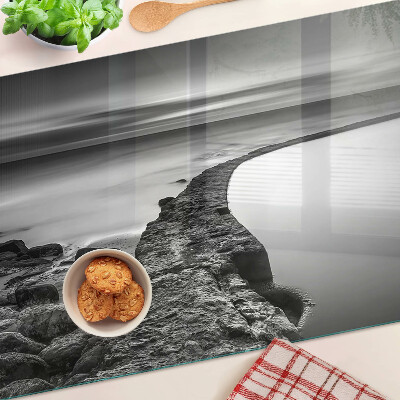 Deska kuchenna szklana Krajobraz nadmorski w odcieniach szarości