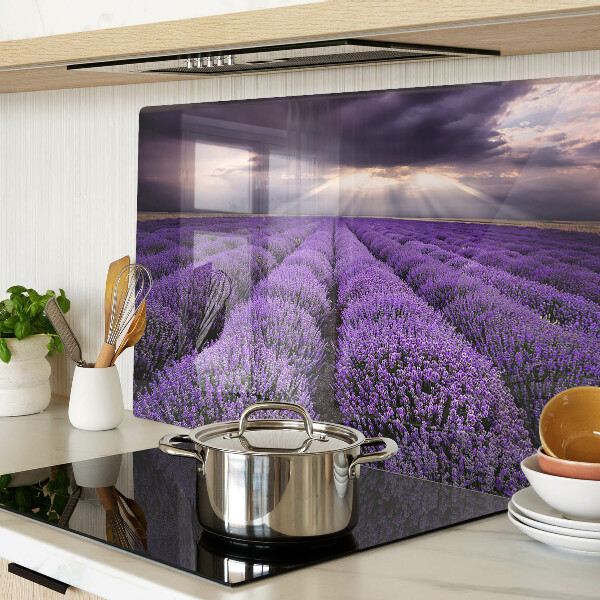 Deska kuchenna szklana Pole lawendy z zachodem słońca