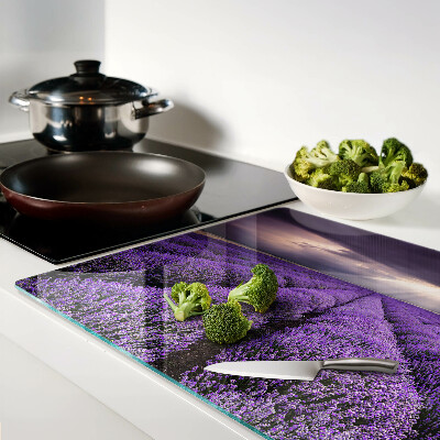 Deska kuchenna szklana Pole lawendy z zachodem słońca