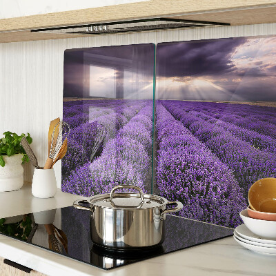 Deska kuchenna szklana Pole lawendy z zachodem słońca