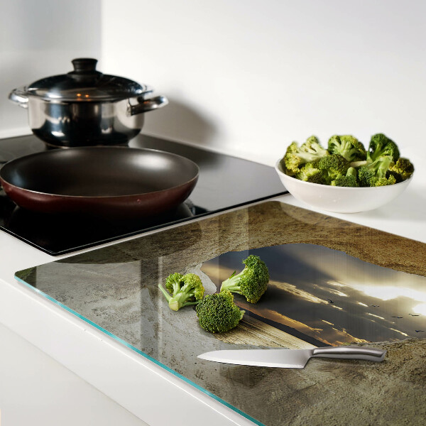 Deska kuchenna szklana Widok na morze przez grotę