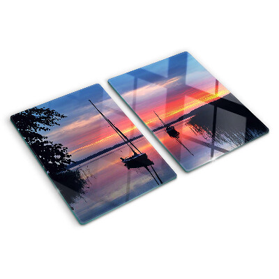 Glazen snijplanken Zonsondergang boven het meer