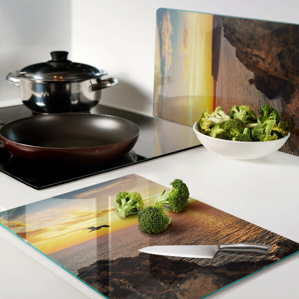 Szklana deska do krojenia Zachód słońca nad morzem