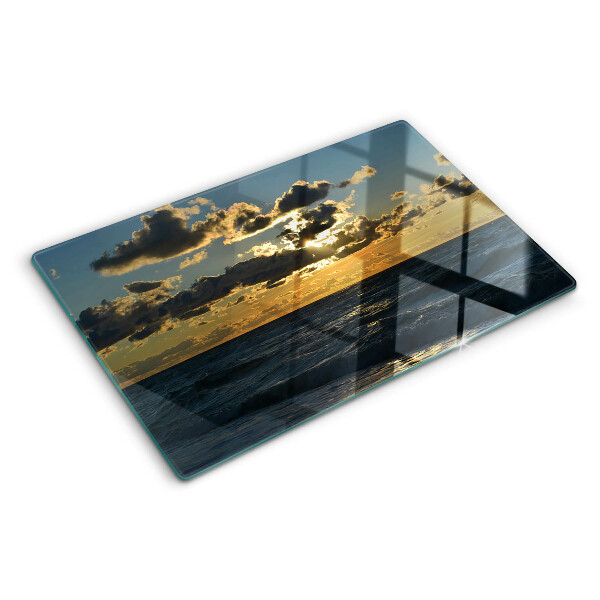 Snijplanken van glas Zonsondergang boven de zee