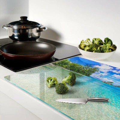 Deska kuchenna szklana Tropikalna plaża z lazurową wodą