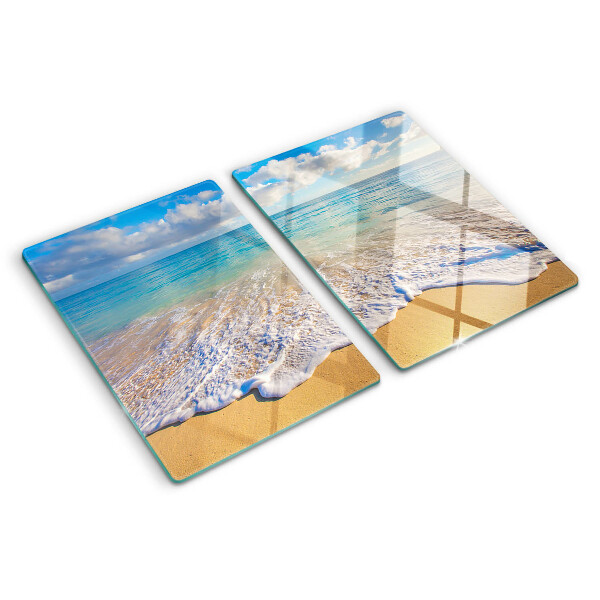 Glazen snijplanken Strand met golven en wolken