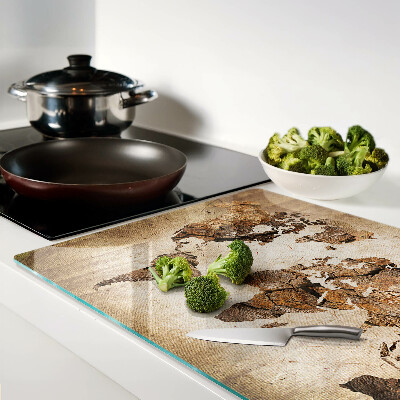 Szklana deska kuchenna Mapa świata w stylu vintage