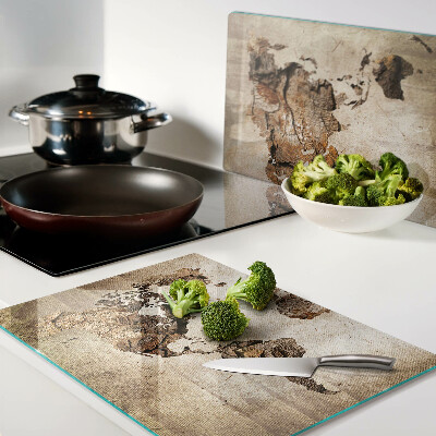 Glazen snijplanken Vintage wereldkaart