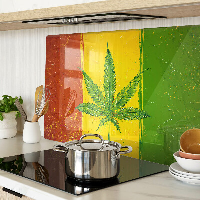 Szklana deska kuchenna Liść konopi na kolorowym tle