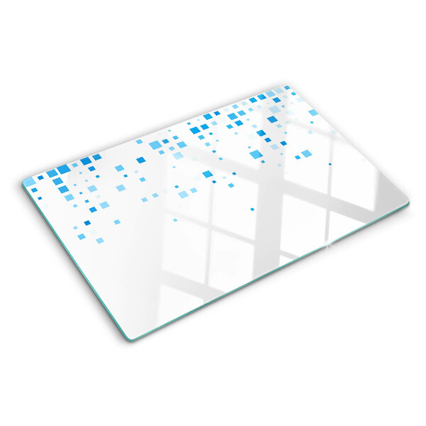 Szklana deska do krojenia Niebieskie kwadraty na białym tle