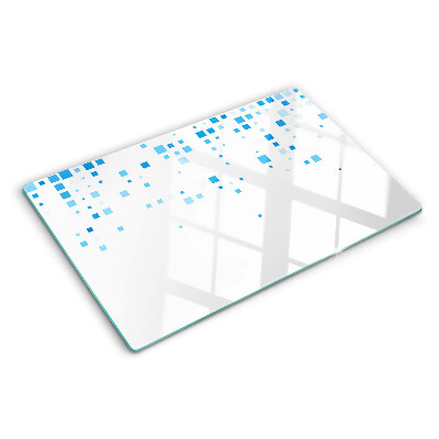 Szklana deska do krojenia Niebieskie kwadraty na białym tle
