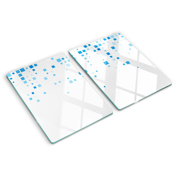 Szklana deska do krojenia Niebieskie kwadraty na białym tle