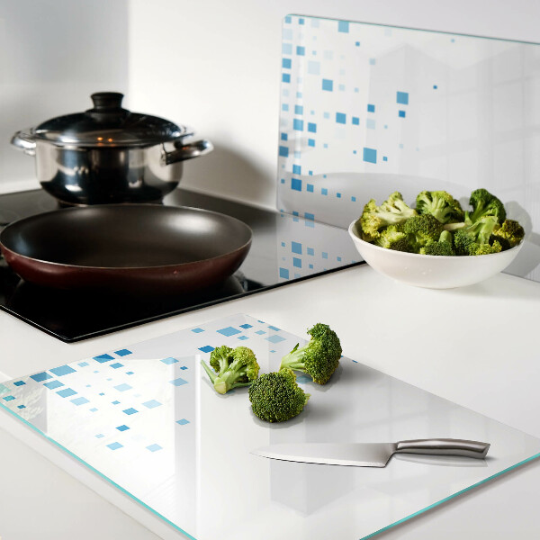 Szklana deska do krojenia Niebieskie kwadraty na białym tle