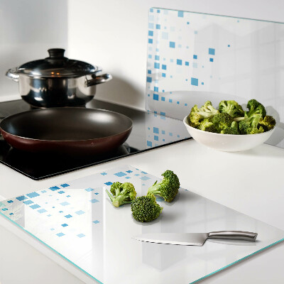 Szklana deska do krojenia Niebieskie kwadraty na białym tle