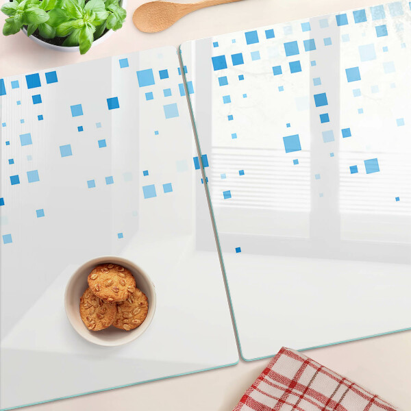 Szklana deska do krojenia Niebieskie kwadraty na białym tle