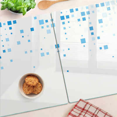 Szklana deska do krojenia Niebieskie kwadraty na białym tle