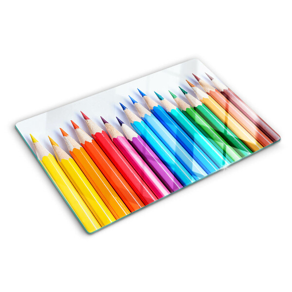 Szklana deska kuchenna Kolorowe ołówki w rzędzie