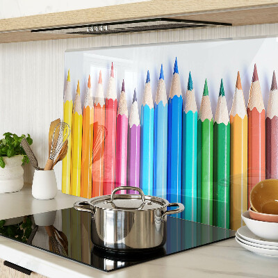 Szklana deska kuchenna Kolorowe ołówki w rzędzie