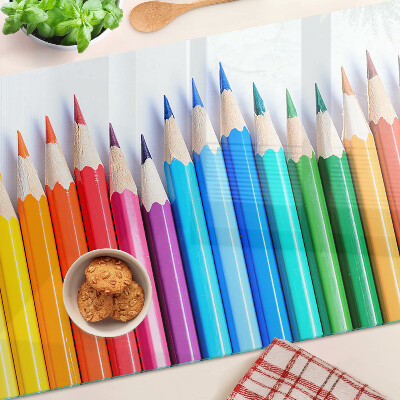 Szklana deska kuchenna Kolorowe ołówki w rzędzie