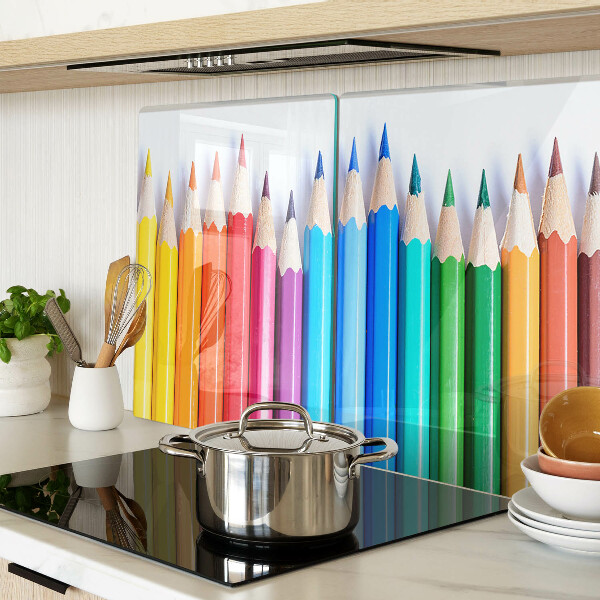 Szklana deska kuchenna Kolorowe ołówki w rzędzie