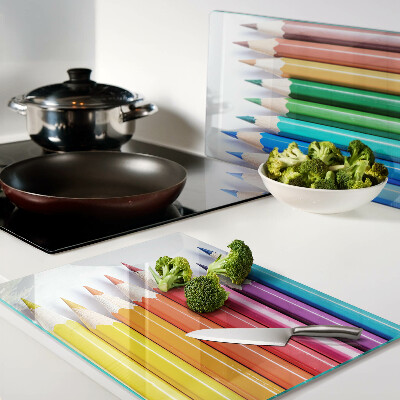 Szklana deska kuchenna Kolorowe ołówki w rzędzie