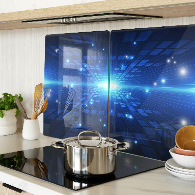 Szklana deska kuchenna Technologiczny wzór w odcieniach niebieskiego