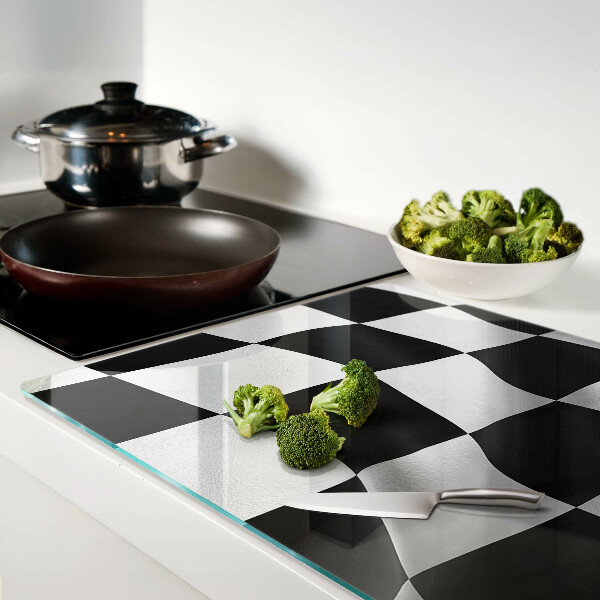 Szklana deska kuchenna Szachownica w czerni i bieli
