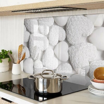 Szklana deska kuchenna Białe serca z wzorem