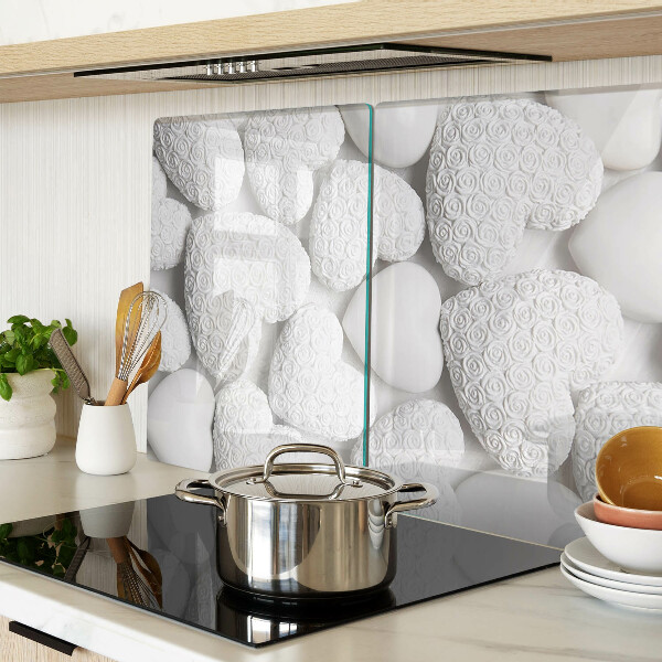 Szklana deska kuchenna Białe serca z wzorem