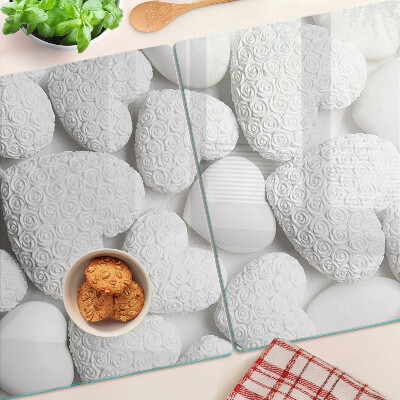 Szklana deska kuchenna Białe serca z wzorem