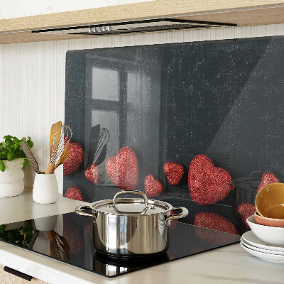 Deska kuchenna szklana Czerwone serca na ciemnym tle