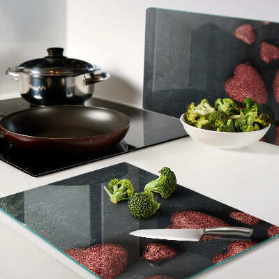 Deska kuchenna szklana Czerwone serca na ciemnym tle