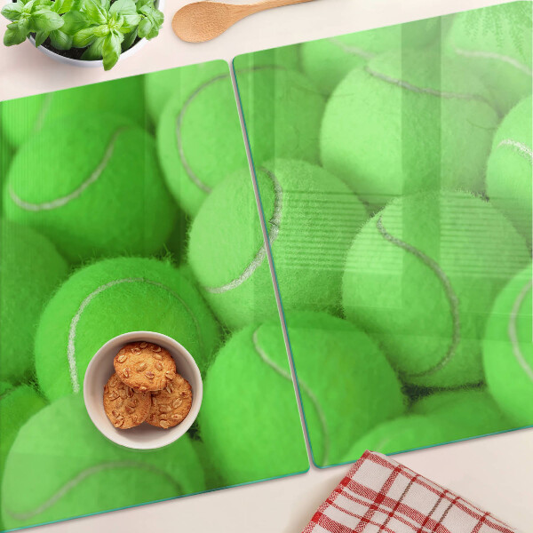 Szklana deska do krojenia Piłki tenisowe na zielonym tle