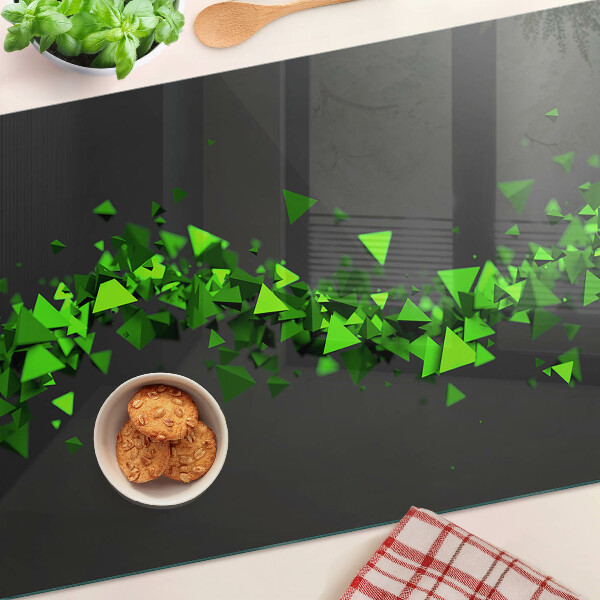 Szklana deska kuchenna Zielone trójkąty na czarnym tle