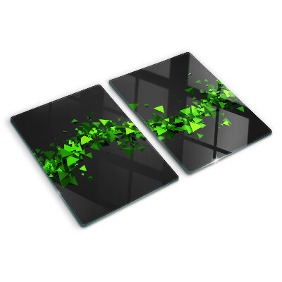 Szklana deska kuchenna Zielone trójkąty na czarnym tle