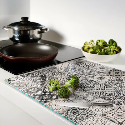 Szklana deska do krojenia Wzory kafelków w odcieniach szarości