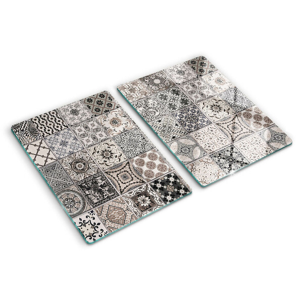 Szklana deska do krojenia Wzory kafelków w odcieniach szarości