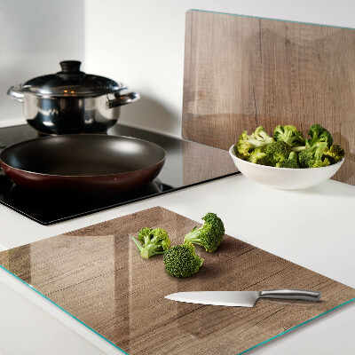 Szklana deska kuchenna Drewno z refleksją okna