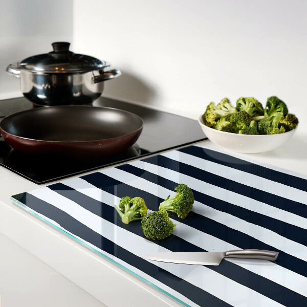 Deska kuchenna szklana Pionowe pasy w kolorze granatowym i białym