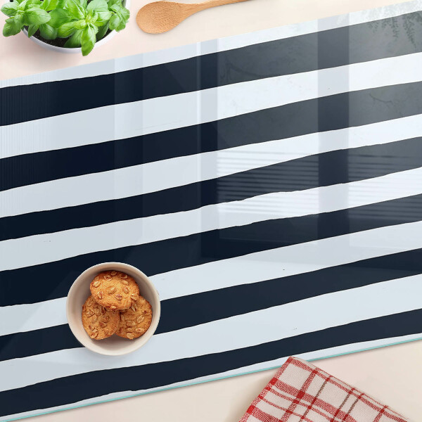 Deska kuchenna szklana Pionowe pasy w kolorze granatowym i białym