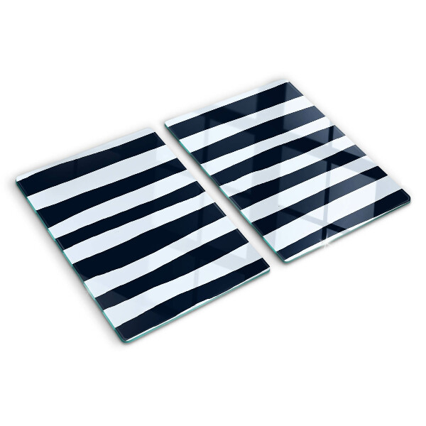 Deska kuchenna szklana Pionowe pasy w kolorze granatowym i białym