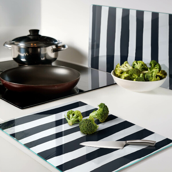Deska kuchenna szklana Pionowe pasy w kolorze granatowym i białym