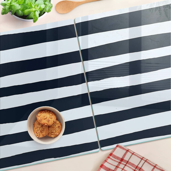 Deska kuchenna szklana Pionowe pasy w kolorze granatowym i białym