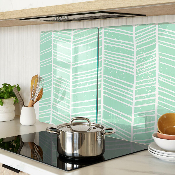 Szklana deska kuchenna Zielone paski z białymi liniami
