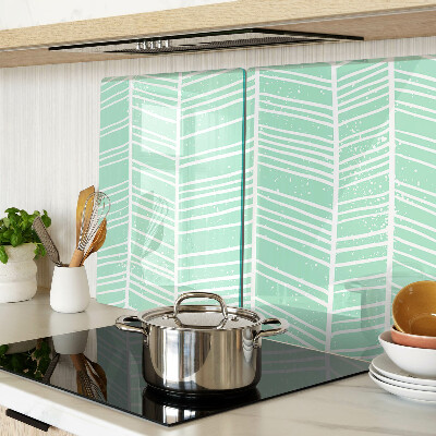 Szklana deska kuchenna Zielone paski z białymi liniami