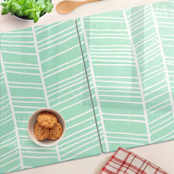 Szklana deska kuchenna Zielone paski z białymi liniami