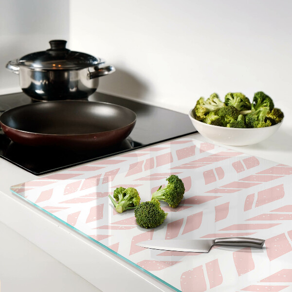 Szklana deska kuchenna Liście w różowym odcieniu